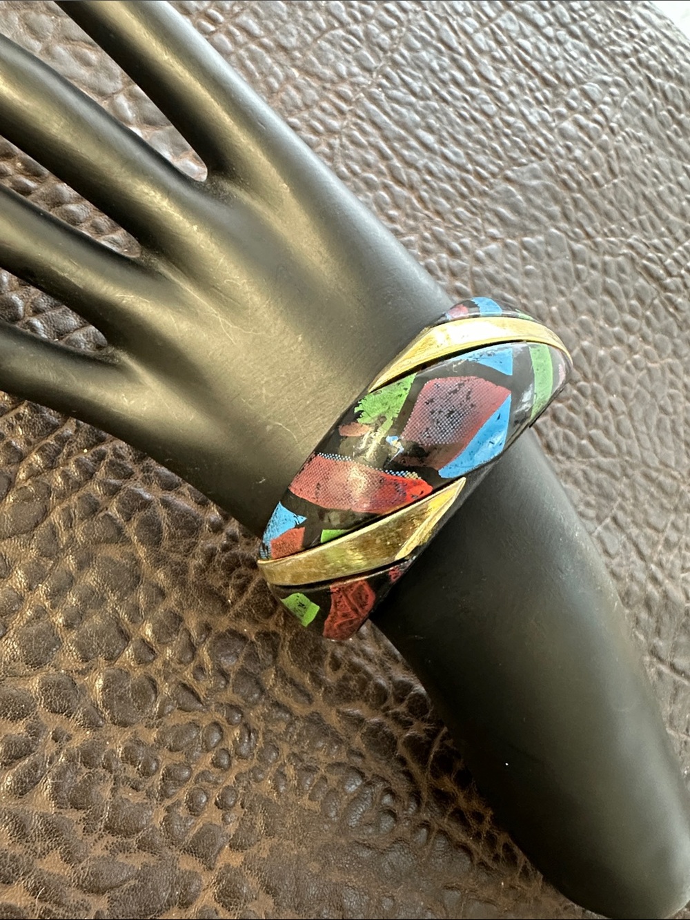 80’s Multicolor and Gold-Tone Bangle Bracelet